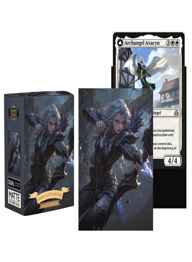 Katomula 100 MTG Card Sleeves with 100 Inner Sleeve, Textured Back Art Sleeves, Fit Standard Size Cards-Dark Elven Archer - Image 2